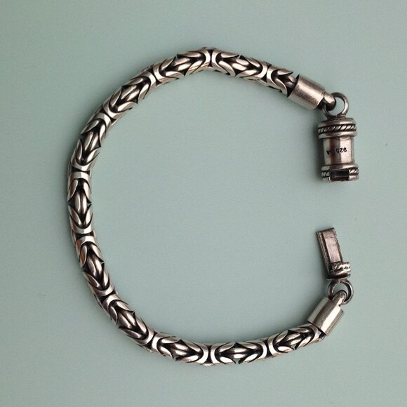 Sterling Silver 925 Byzantine Bracelet  w Barrel Clasp 7.5" - Picture 5 of 15